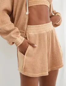 Aerie Waffle Knit Lounge Shorts in Tan