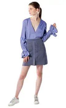 C/ Meo Collective Blue V-neck Blouse Size Medium