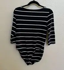 H&M  Basic Striped Long Sleeve Bodysuit Size Large