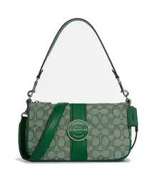 COACH C8306 Lonnie Baguette In Signature Jacquard & Leather Green