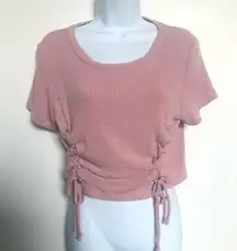 🆕 Akira Ribbed Lace Up Crop Top