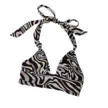 GARAGE Animal Print Zebra Silky Halter Crop Top Size Small Bra Corset Bustier