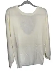 Cupshe‎ Cream Knit Sweater Open Back Long Sleeve Pullover Casual Womens