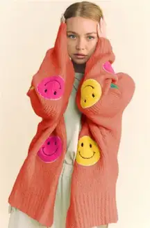 nwt Davi & Dani Fuzzy Smile Open Front‎ Long Sleeve Cardigan