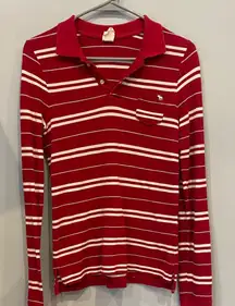 Red Striped Long Sleeve Polo Shirt vintage Abercrombie