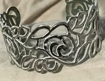 Elegant Silver Filigree Cuff Bracelet Classic Timeless