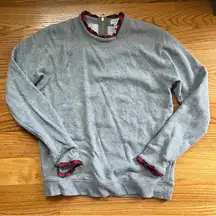 J. Crew factory gray sweatshirt with red plaid details size small