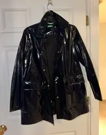 Glossy Button Up Rain Jacket