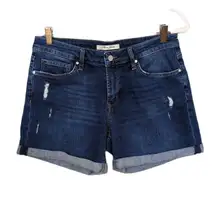 MAVI Marla Mid Rise Cuffed Shorts Dark Wash Stretch Denim Distressed Women's 30