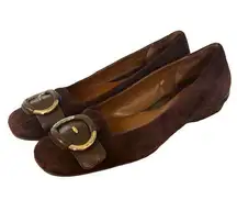 Cole Haan  Air brown suede square toe buckle flats size 7