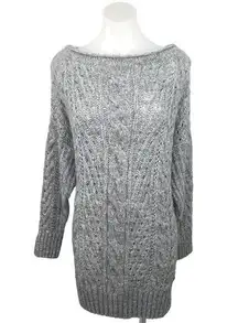 ASOS  Gray Cable Knit Crochet Boat Neck Long Sleeve Pullover Sweater Dress Sz 6