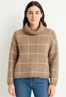 Madewell Plaid‎ Cowl Neck Sweater Wool Blend Pullover Cozy Warm Size Medium