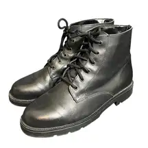 La Canadienne Womens Lace Up Black Leather Booties Moto Grunge Emo Size 9.5