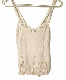 American Eagle Size XXS Cream Lace Cutout Trim Mini Spaghetti Strap Tank Dress