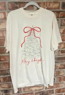 Comfort Colors Cream Tee with Festive Bow Tree Design