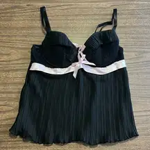 Native Intimates 34B Black Pink Babydoll Camisole Top Y2K
