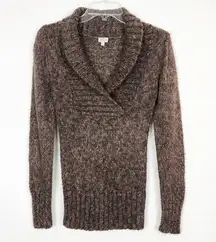 Suzy Shier Brown V-Neck Chunky Sweater Size Small