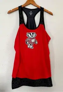 🦋 Wisconsin Badgers Colosseum Black Red Razor Back Tank Top XL