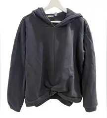 Zella Black Hooded Sweatshirt with Knotted Front