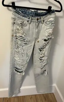 Ksubi Faded Blue Denim with Distressed Details