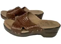 Dansko  Mila Womens Brown Leather Woven Slip On Slides Sandal EU 37 US 6.5 to 7