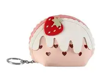 Strawberry Coin Purse Pink Mini Zipper Wallet Cute Keychain Pouch NWT