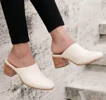 Nisolo All Day Heeled Mule Clog Bone Cream Leather Slide 2.5” Heel Mules Size 6