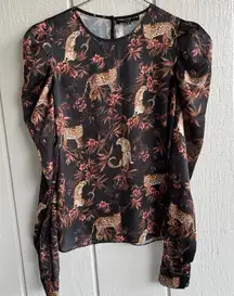 Generation Love NWOT Evangeline Puff Sleeve Blouse In Moving Leopard Size XS