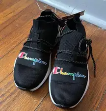 Champion black comfort breathable fashion sneakers colorful logo new with tag