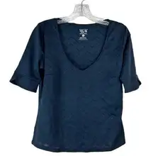 Mountain Hardwear Womens Shirt Blue Size M Tulip Sleeve V-Neck Top