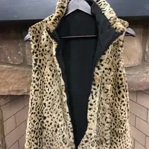 Kristen Blake Chic Leopard Print Faux Fur Vest S/CH