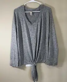 Allison Joy Gray Sweater with front tie detail, gathered back Soft‎ XL