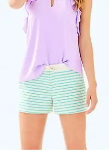 Lilly Pulitzer Callahan Blu Horizon Striped Chino Shorts Cream Teal Silver 4