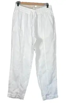 Athleta Retreat Linen High Rise Wide‎ Leg Pant, Size M White Summer Pants EUC