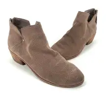 Dolce Vita Tivon Taupe Suede Perforated Low Heel Ankle Bootie