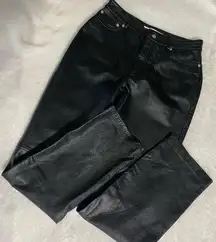 100% Leather Black Long Pants. Women’s Size 6.