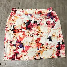 Lane Bryant Size 20W pink and cream Floral A-Line Skirt Unlined