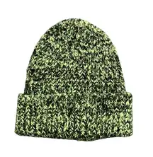 ASOS DESIGN Mixed Knit Ribbed Beanie Black and Green Hat One Size