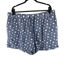 BCG Womens Star-Patterned Cotton Lounge Shorts Blue White Size 2X
