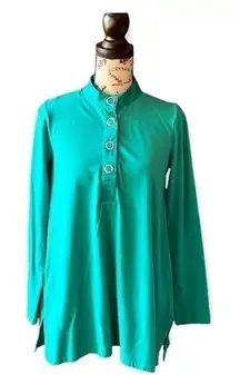 Soft surroundings Kelly green tunic Lagenlook coastal beach hippie boho preppy S