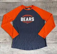 Chicago Bears NFL Team Apparel Long Sleeve Raglan T Shirt Womens L Blue Orange