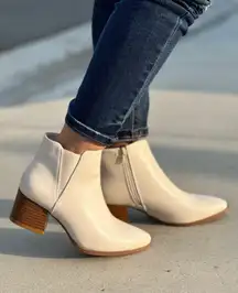 Nude/Beige chunky Heel Ankle Bootie