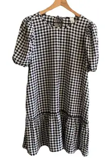H&M Divided Gingham Check Black and White Babydoll Dress Short Sleeve NWT Medium