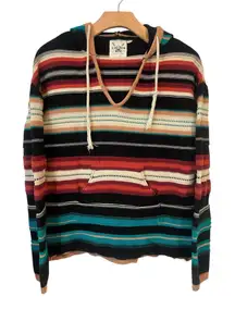 Cotton & Rye Hooded Sweater Womens S Western Southwestern Cotton Woven Stripe