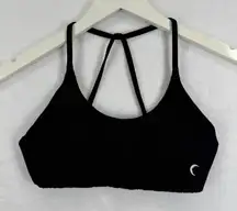 Zyia Active Black Ribbed Sports Bra Crop Top Activewear Size XS