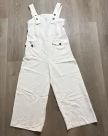 Topshop Womens White Square Neck Sleeveless Back Zip Front Button Jumpsuit 4‎