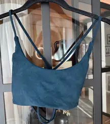 CSB Serenity Lexi Crop top tank sports bra navy criss cross strappy back