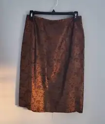 Maggy London Bronze Metallic Paisley Pencil Skirt 8