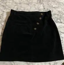 corduroy button skirt in black