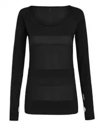 Lorna Jane Seamless Ignite Mesh Paneled Long Sleeve Top in Black Size Medium